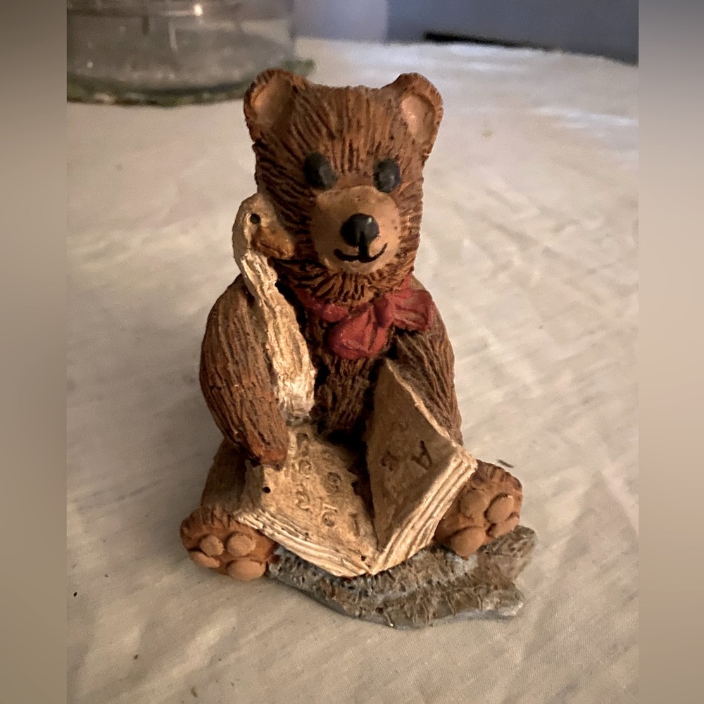 Vintage bear holding goose